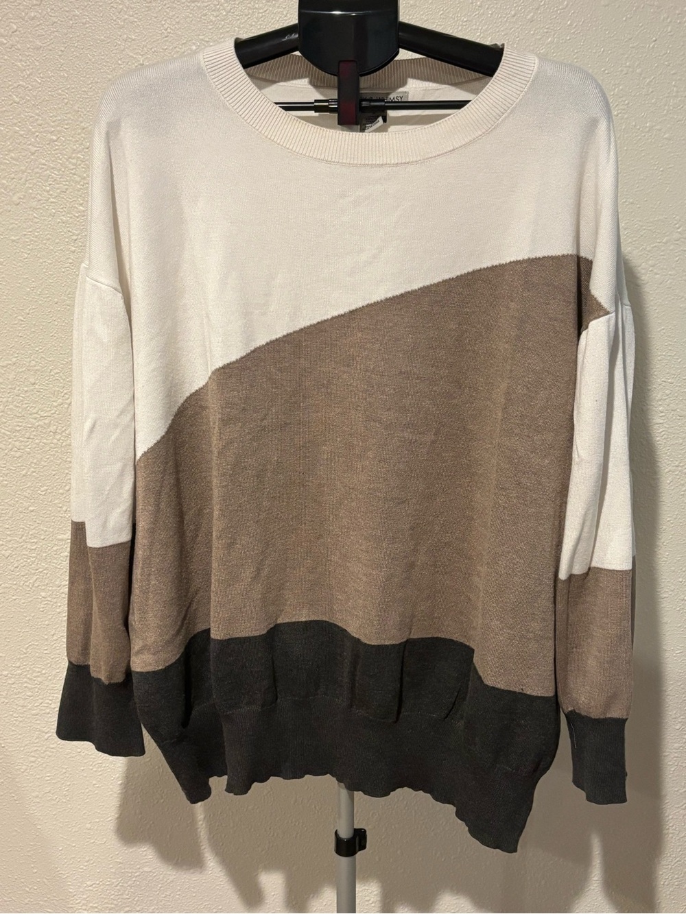 Poppy & Whimsy Asymmetrical Color Block Knit Sweater